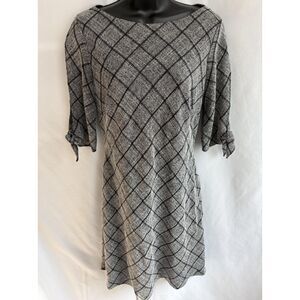 American Living Lassina Shift Grey Dress Size 8 Checkered Plaid Career Classy